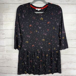 Boden Black Polka Dots Tunic 3/4 Sleeve Top